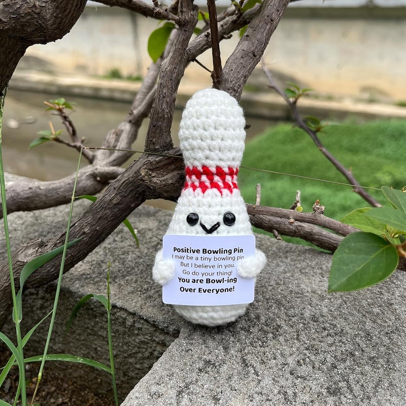 PLWalker Crochet Bowling Pin Gifts, Emotional Support Bowling Pin Positive Cute Funny Cool Office Desk Decor Decorations for Women Men - Image 2